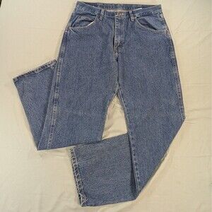 Wrangler Jeans Men 34x30 Blue Denim Fits Straight Cowboy Medium Wash